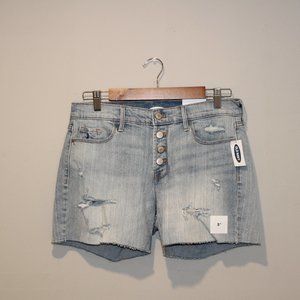 Old Navy Distressed Mid Rise 5" Inseam Lightwash Jean Shorts